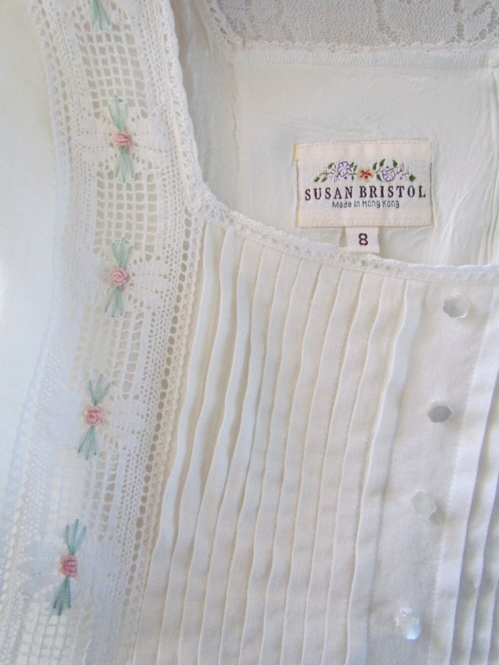 EDWARDIAN-STYLE WHITE DRESS, 8, ROMANTIC SUSAN BRISTOL VINTAGE; LINED RAMIE, EUC - Picture 12 of 12